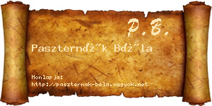 Paszternák Béla névjegykártya